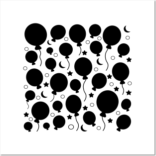 Black festive party balloons pattern Posters and Art